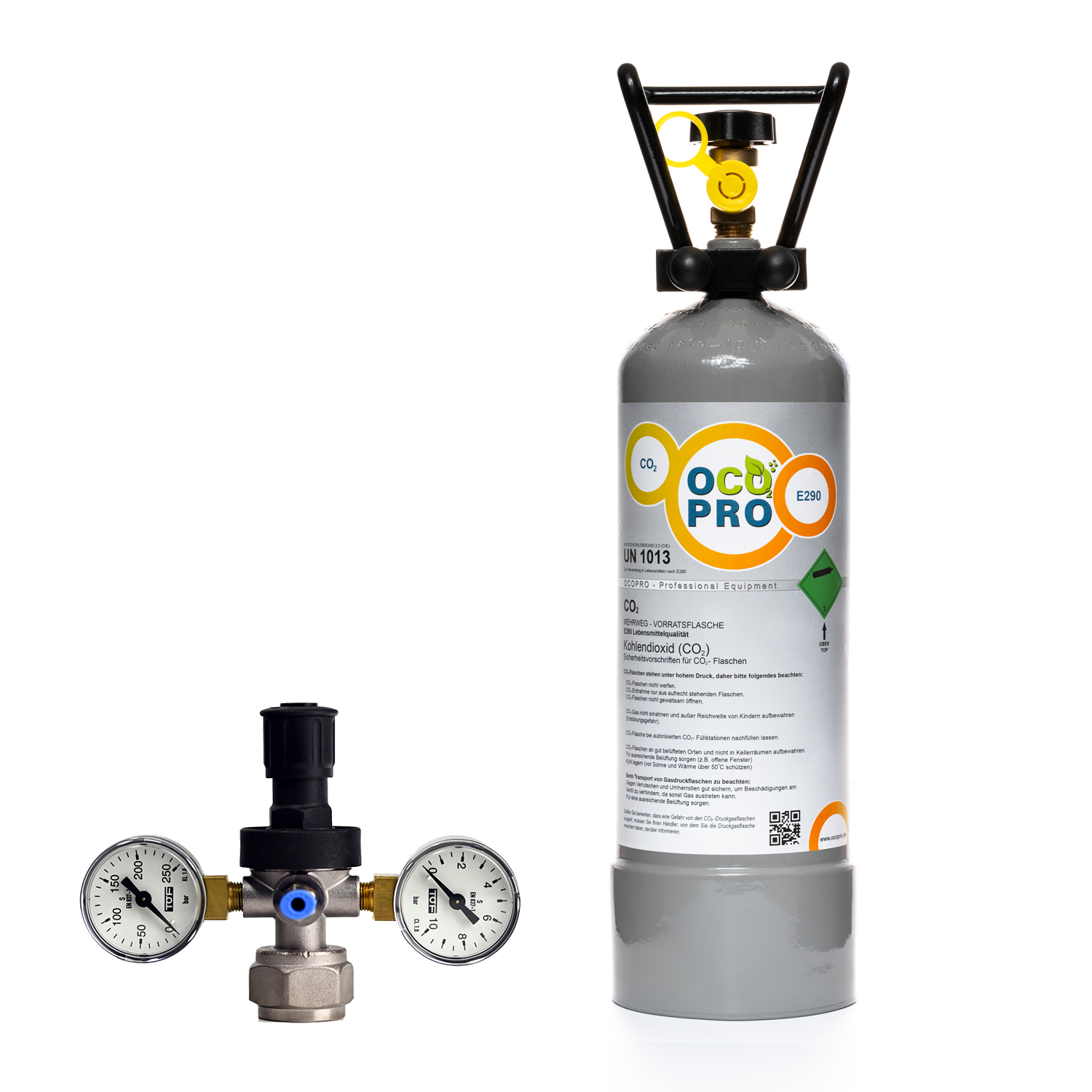 Umrüstset für Brita Yource Pro Top/Select auf Mehrwegflasche (z.B. 2kg/3kg/6kg usw.). Optional: inkl. 2kg CO2-Flasche – inkl. 2kg CO2-Flasche