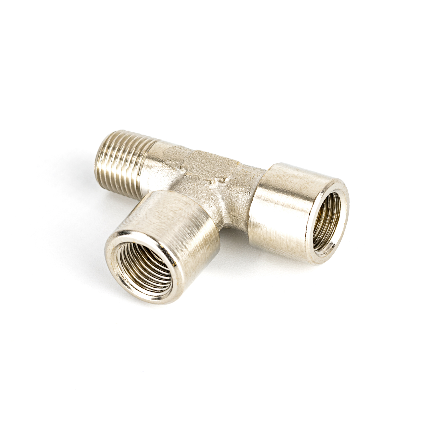 T-Stück 1/8″ mit 2 x Innengewinde | Einschraubstück| Messing vernickelt