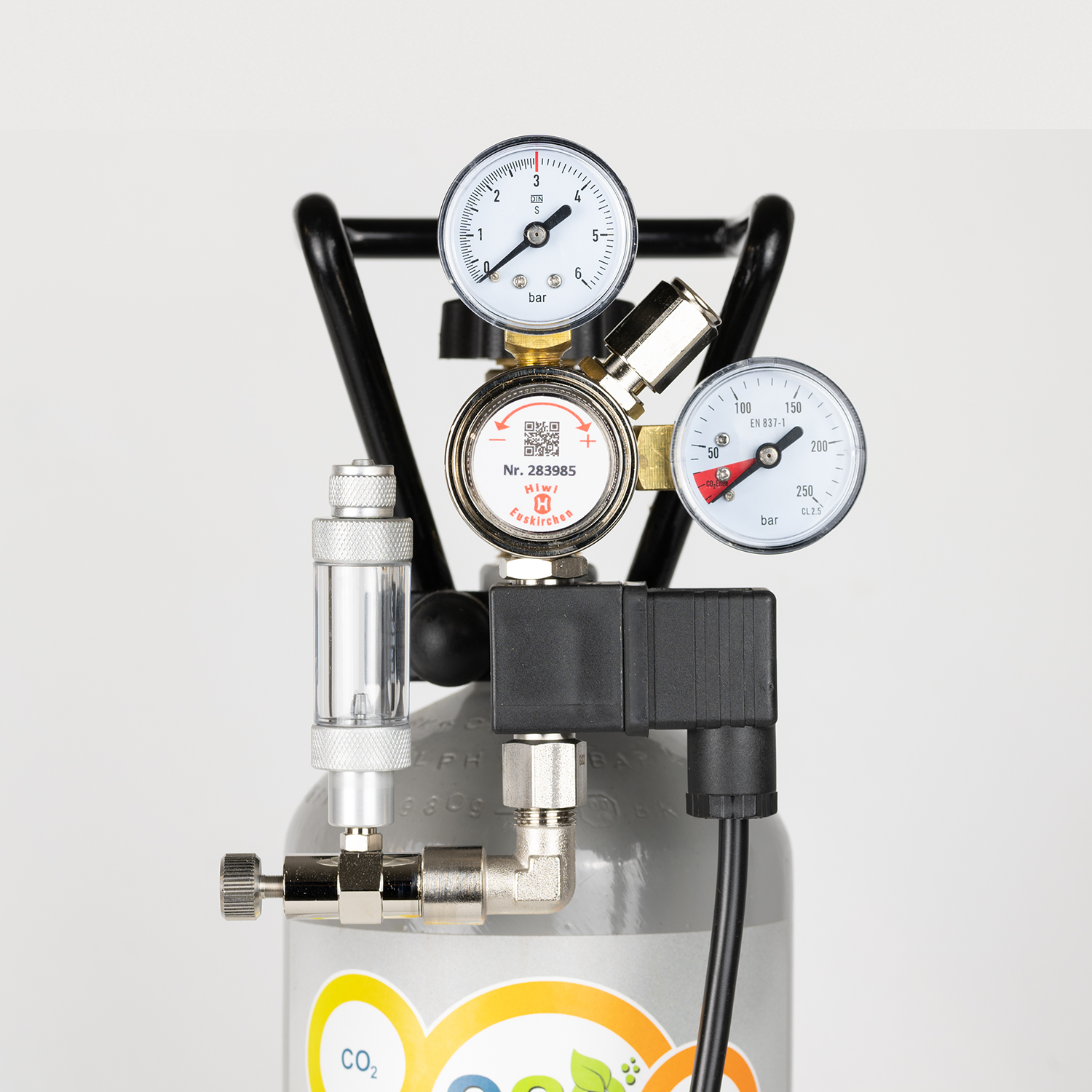 HIWI CO2-Druckminderer für Aquarien. Single und Doppelkammer. Mit u. ohne Magnetventil zur Nachtabschaltung – Profi MV+BZ
