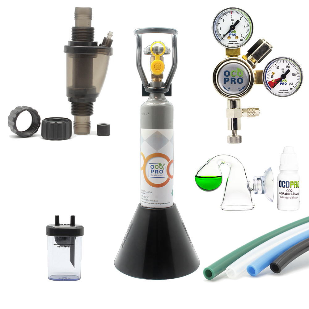 CO2 Anlage Aquarium DLX-500 Komplettset mit Mehrwegflasche – 500g / 16/22mm