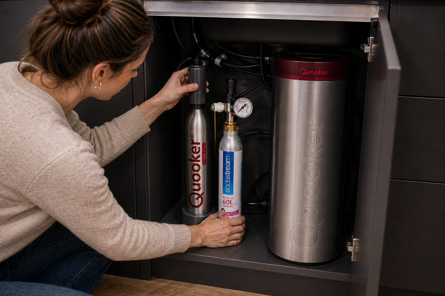 Quooker-Umrüstset für CO₂-Zylinder mit 425/450 g – 2. Generation, mit 450-g-CO₂-Zylinder