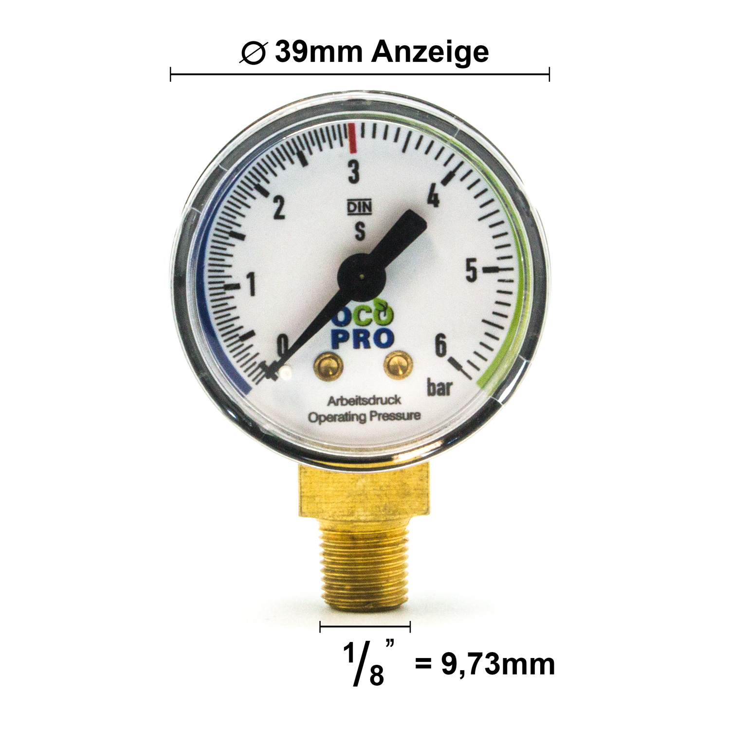 Arbeitsdruckmanometer Ersatzmanometer 39mm mit 1/8″ Gewinde