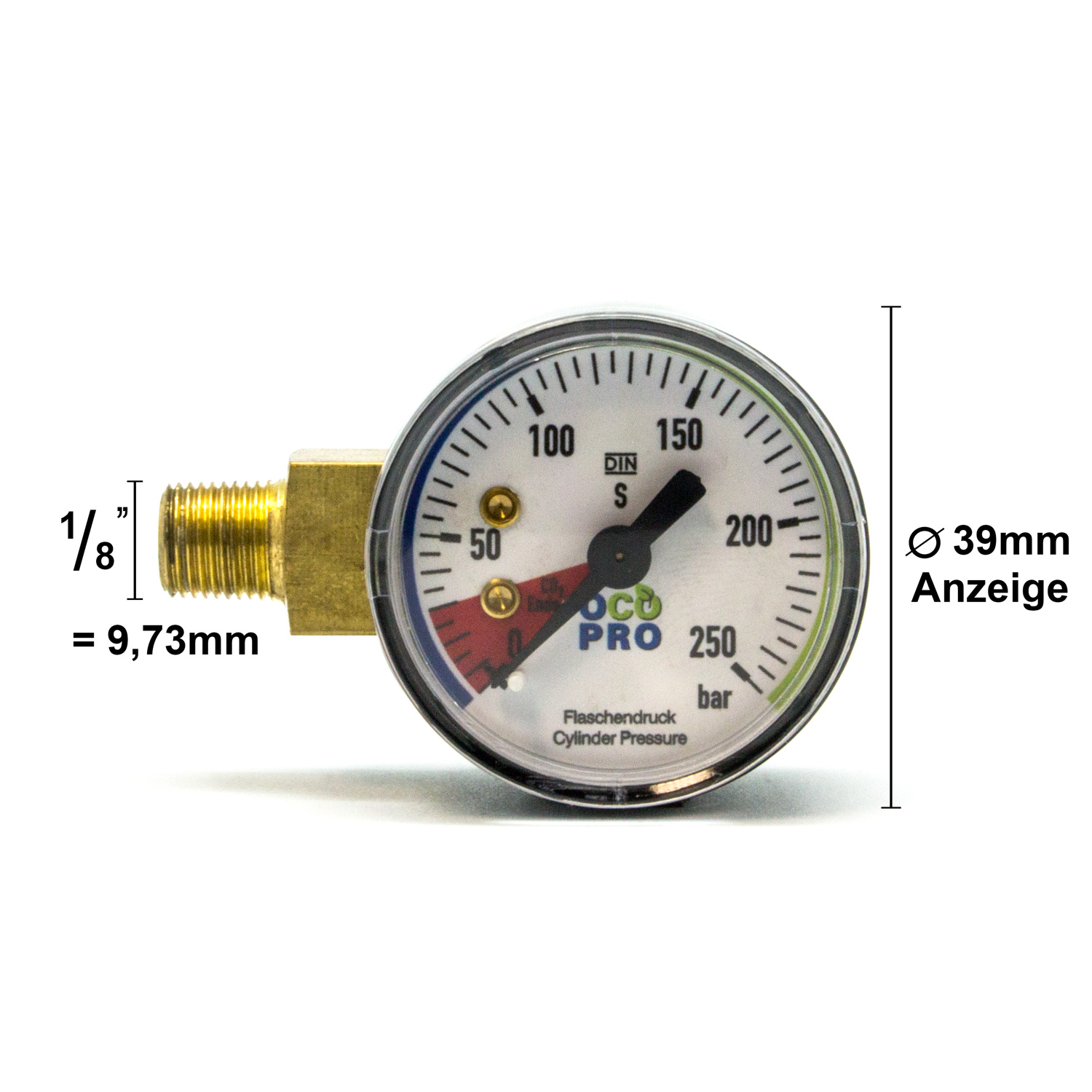 Flaschendruckmanometer Ersatzmanometer 39mm mit 1/8″ Gewinde
