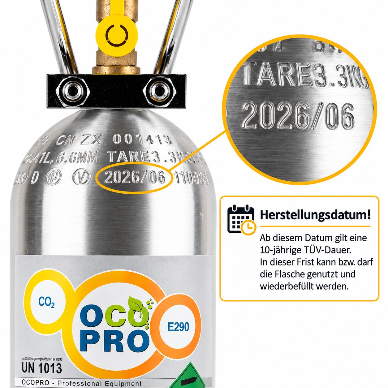 CO2 Anlage Aquarium DLX-350 Komplettset Mehrwegflasche – 500g