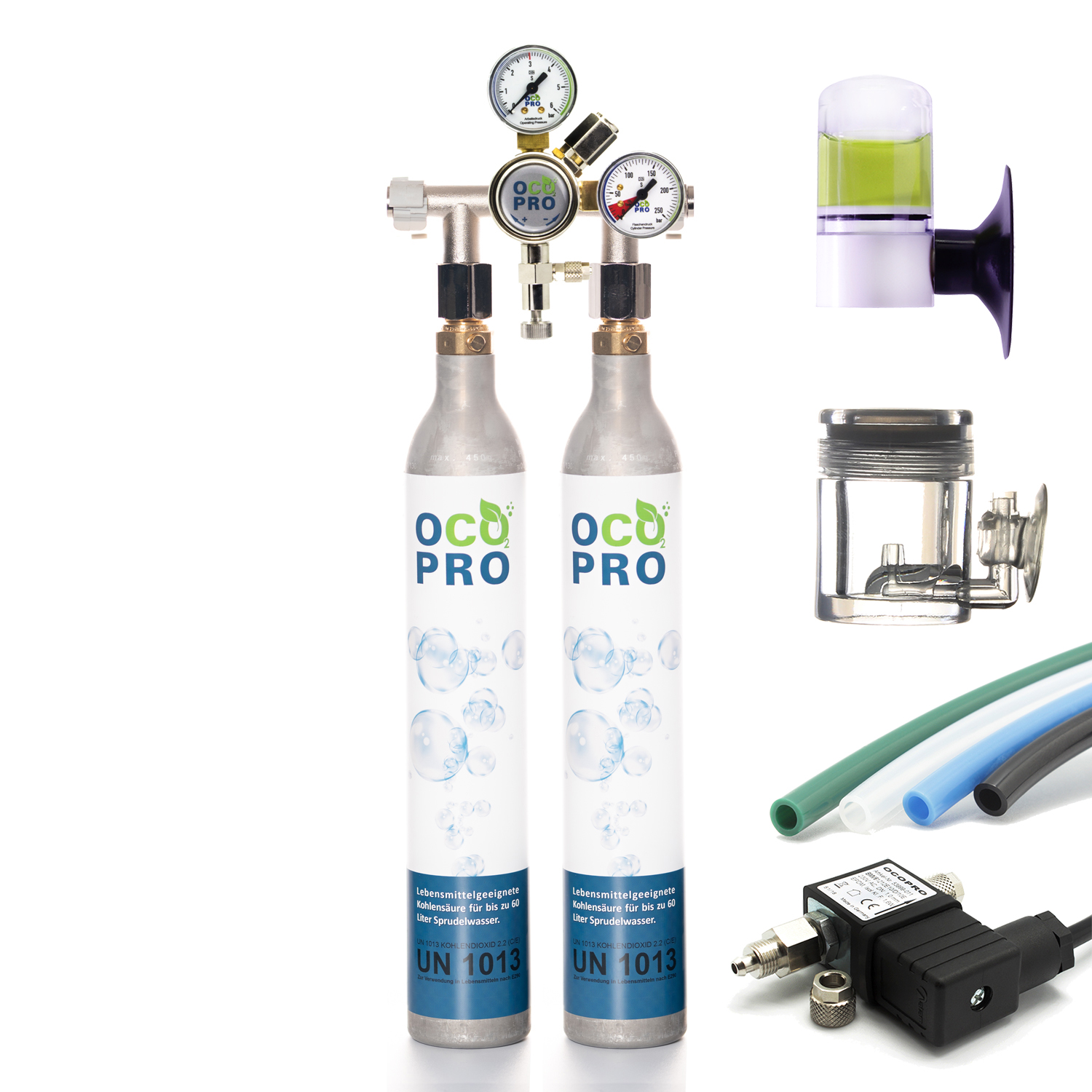 CO2 Anlage für bis zu 2 bzw. 4 SodaStream Zylindern 425g/450g Komplettset – 2er Wandverteiler