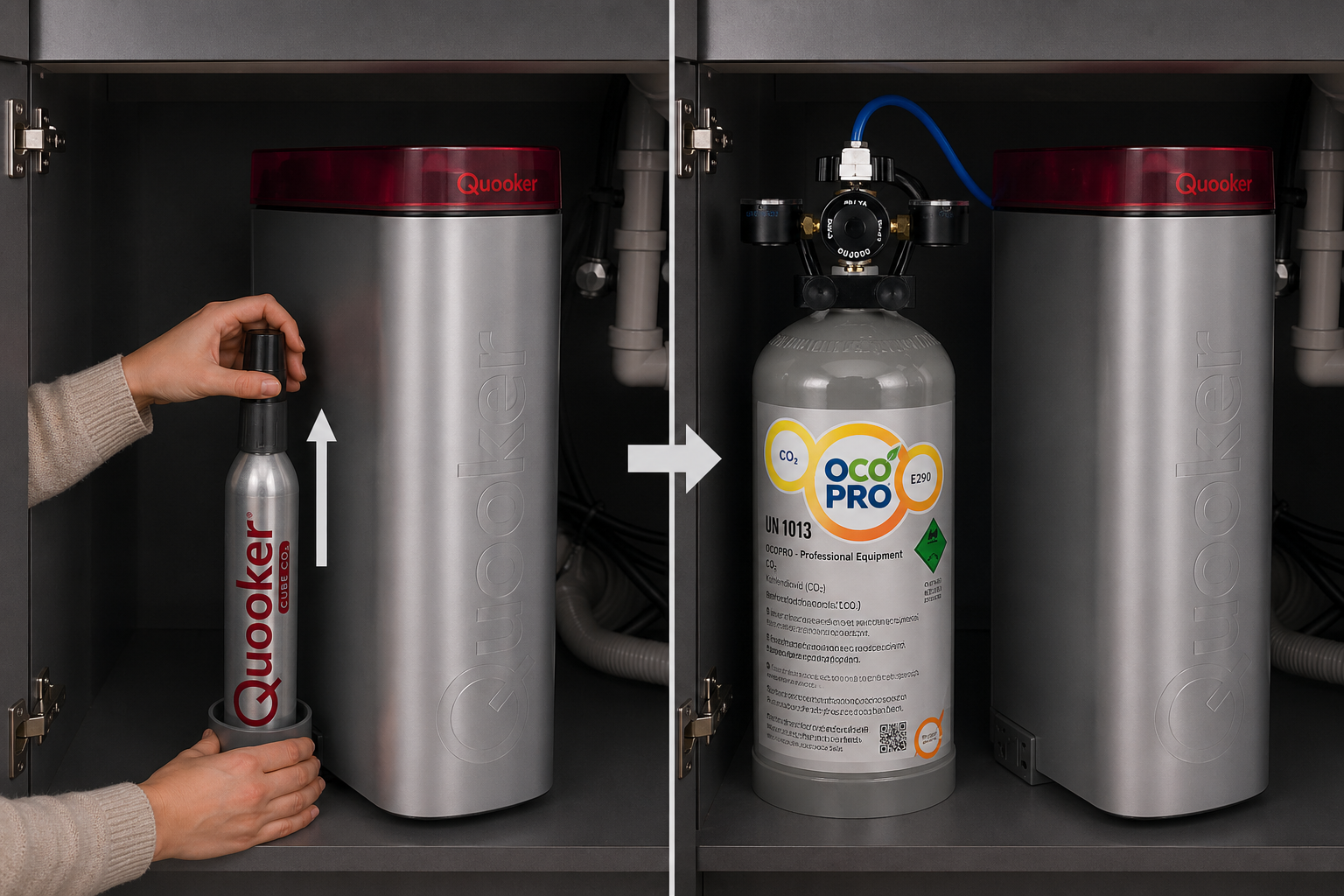 Umrüstset für Brita Yource Pro Top/Select auf Mehrwegflasche (z.B. 2kg/3kg/6kg usw.). Optional: inkl. 2kg CO2-Flasche – inkl. 2kg CO2-Flasche