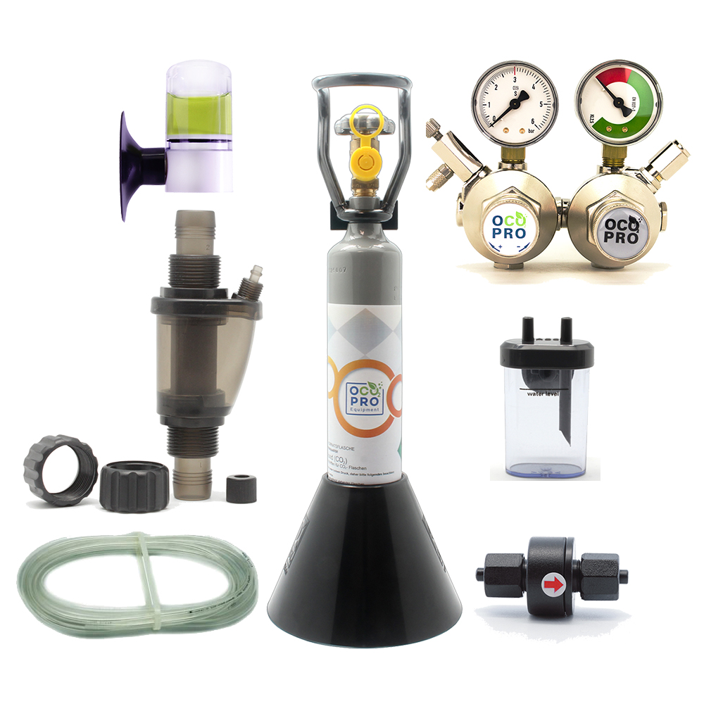 CO2 Anlage Aquarium DBL-500 Plus Komplettset mit Nachtabschaltung und Mehrwegflasche – 500g / 16/22mm