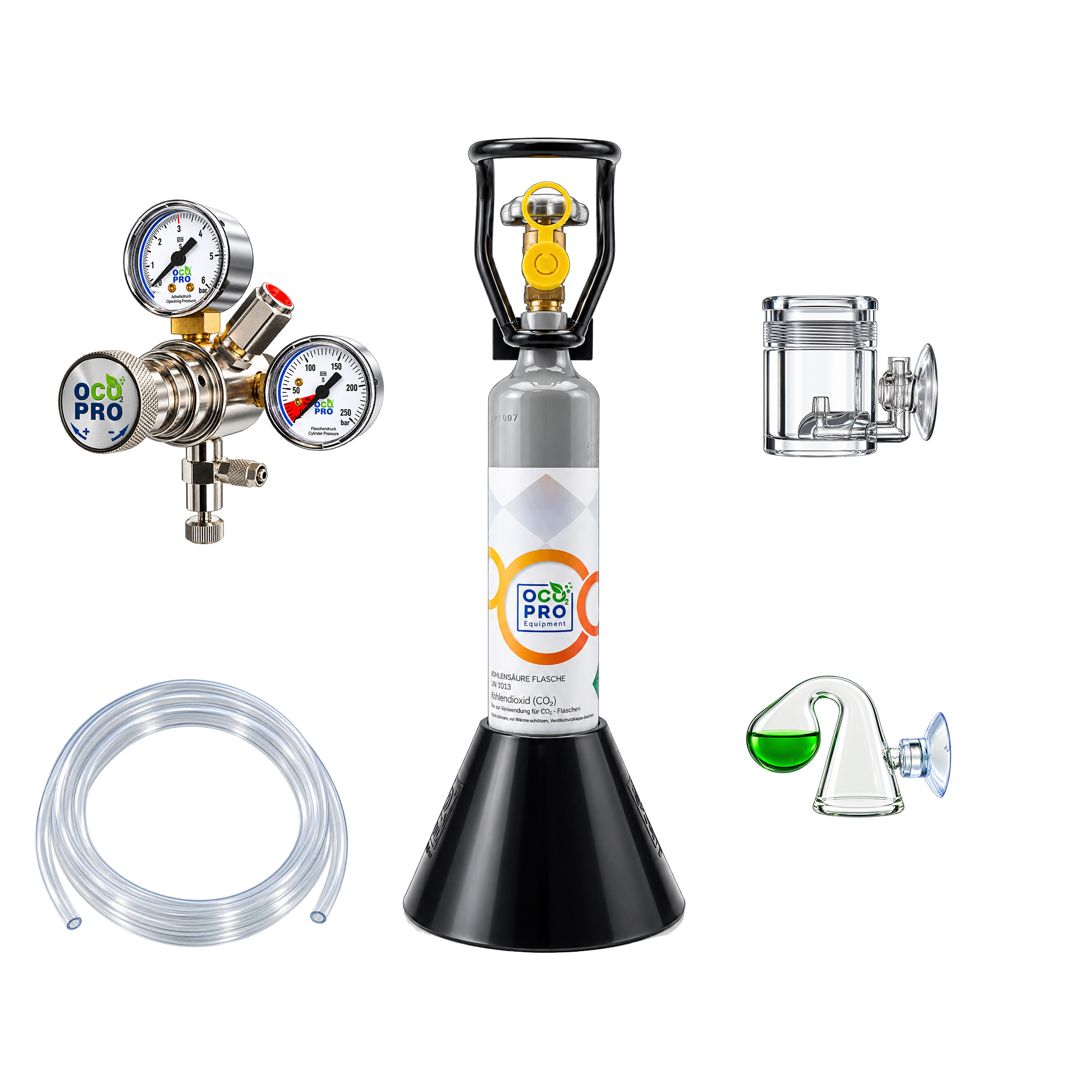 CO2 Anlage Aquarium DLX-350 Komplettset Mehrwegflasche – 500g