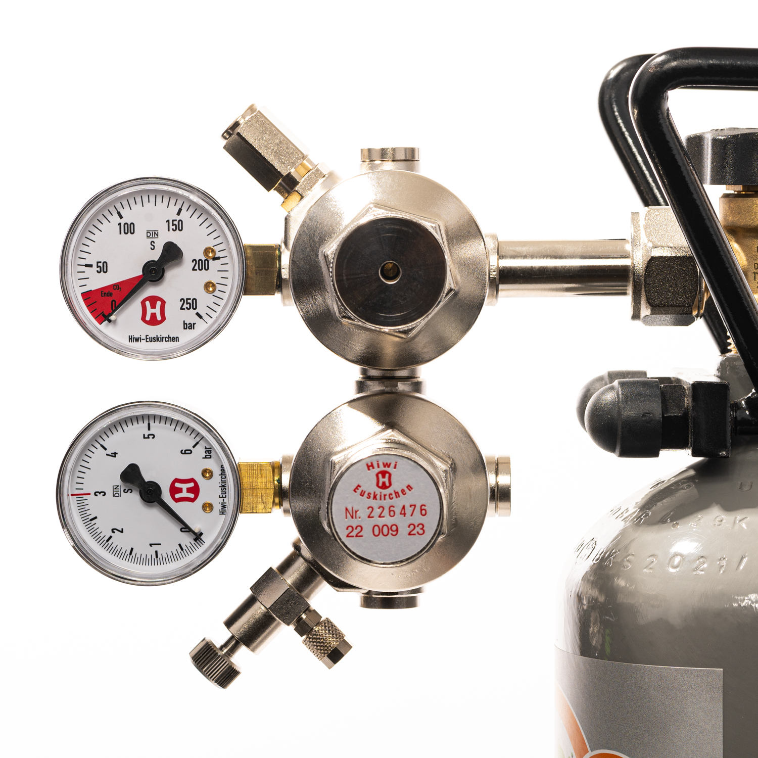 HIWI CO2-Druckminderer für Aquarien. Single und Doppelkammer. Mit u. ohne Magnetventil zur Nachtabschaltung – Doppelkammer