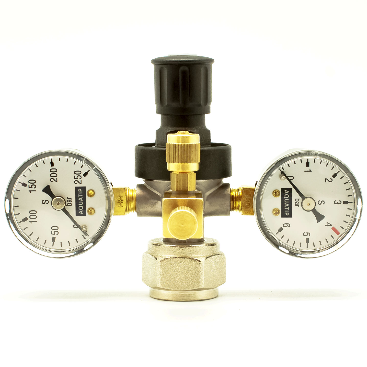 2in1 CO2 Druckminderer für Aquarien. Für Mehrweg- und Einwegflaschen mit Doppelmanometer und Feinnadelventil