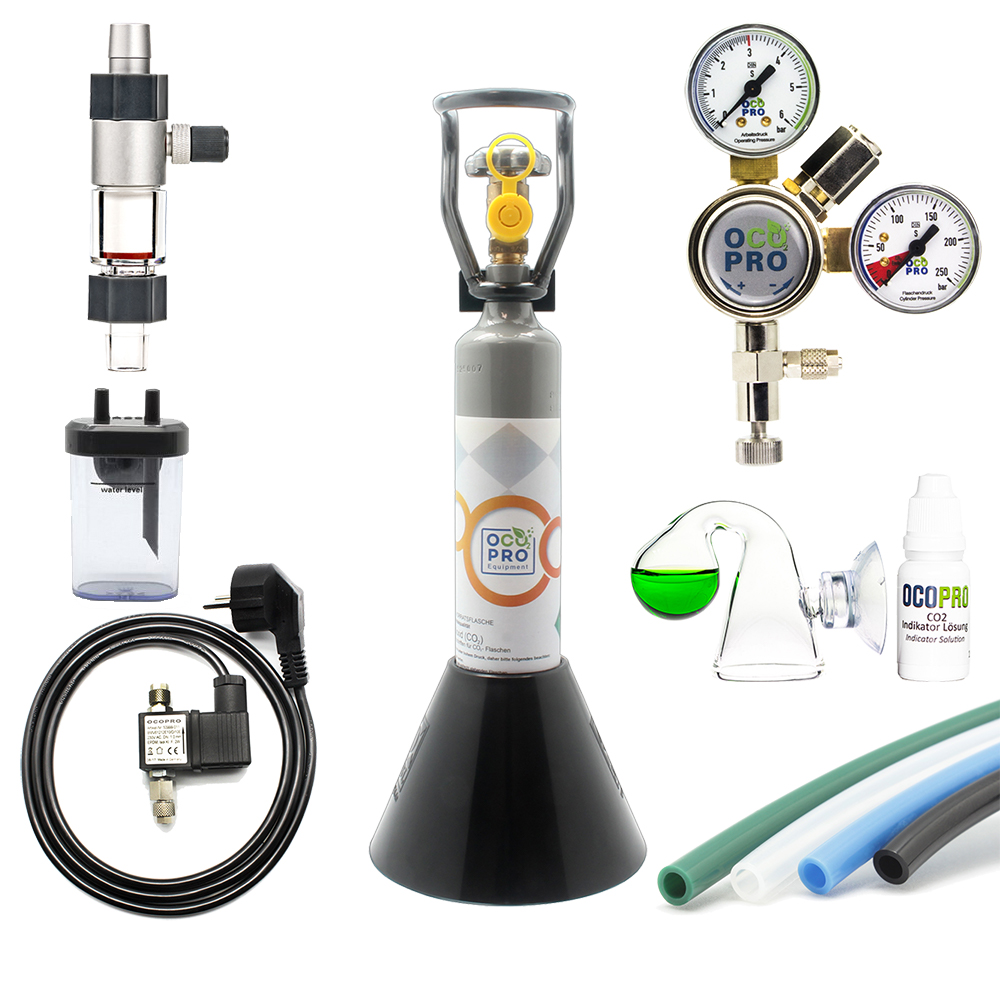 CO2 Anlage Aquarium DLX-450 Plus Komplettset mit Nachtabschaltung und Mehrwegflasche – 500g / 16/22mm